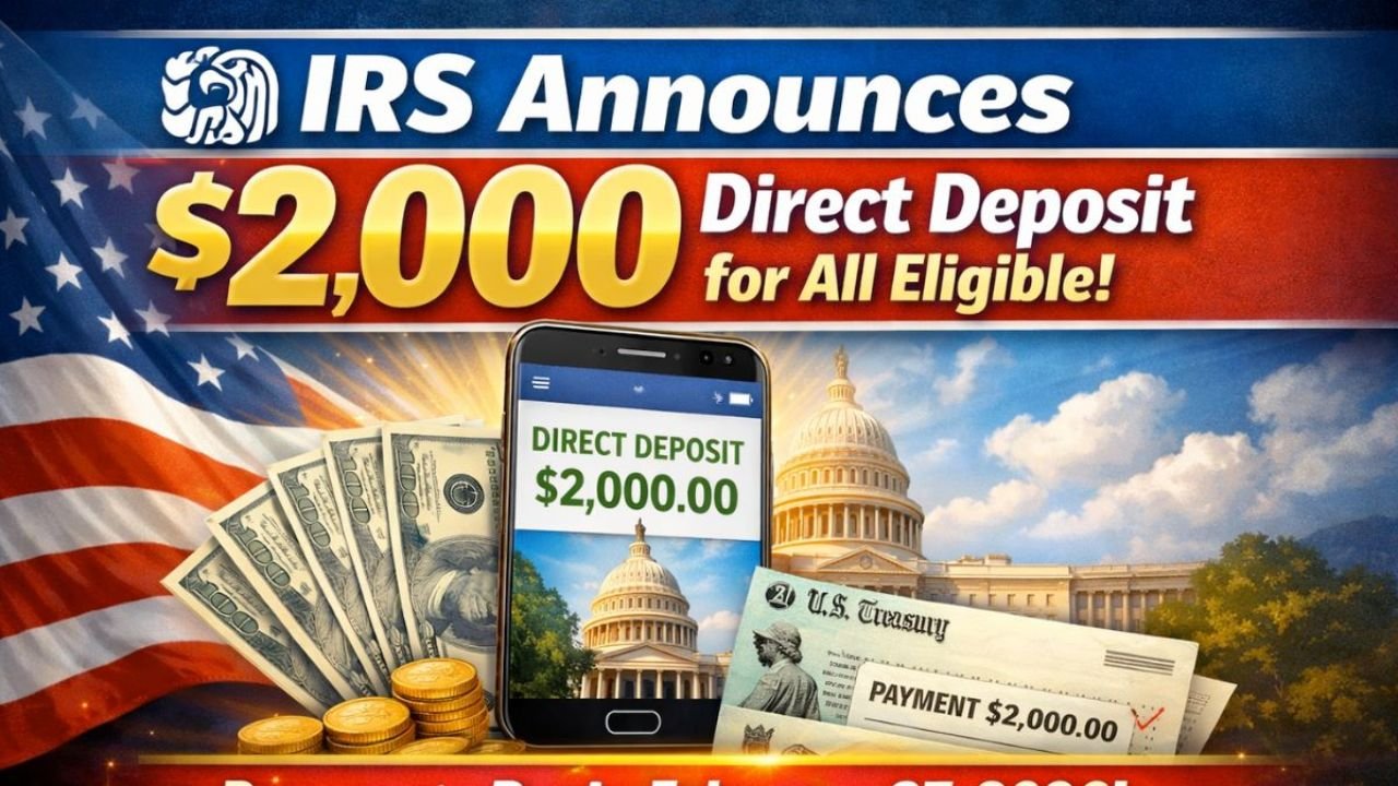 IRS Announces $2,000 Direct Deposit for All Eligible – Payments Begin February 27, 2026